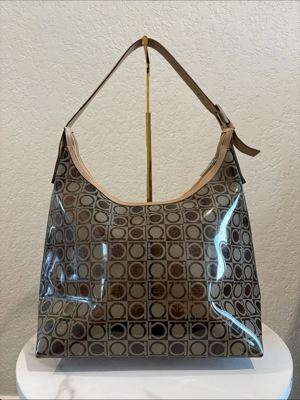 Salvatore Ferragamo translucent Gancini monogram vinyl/PVC hobo shoulder bag